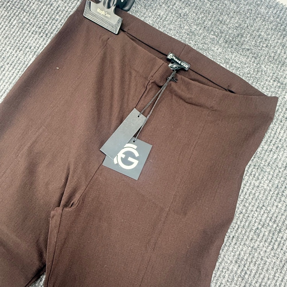 Franne Golde Pants Women 16 Brown New Classic Fit Straight Leg Pull On Stretch